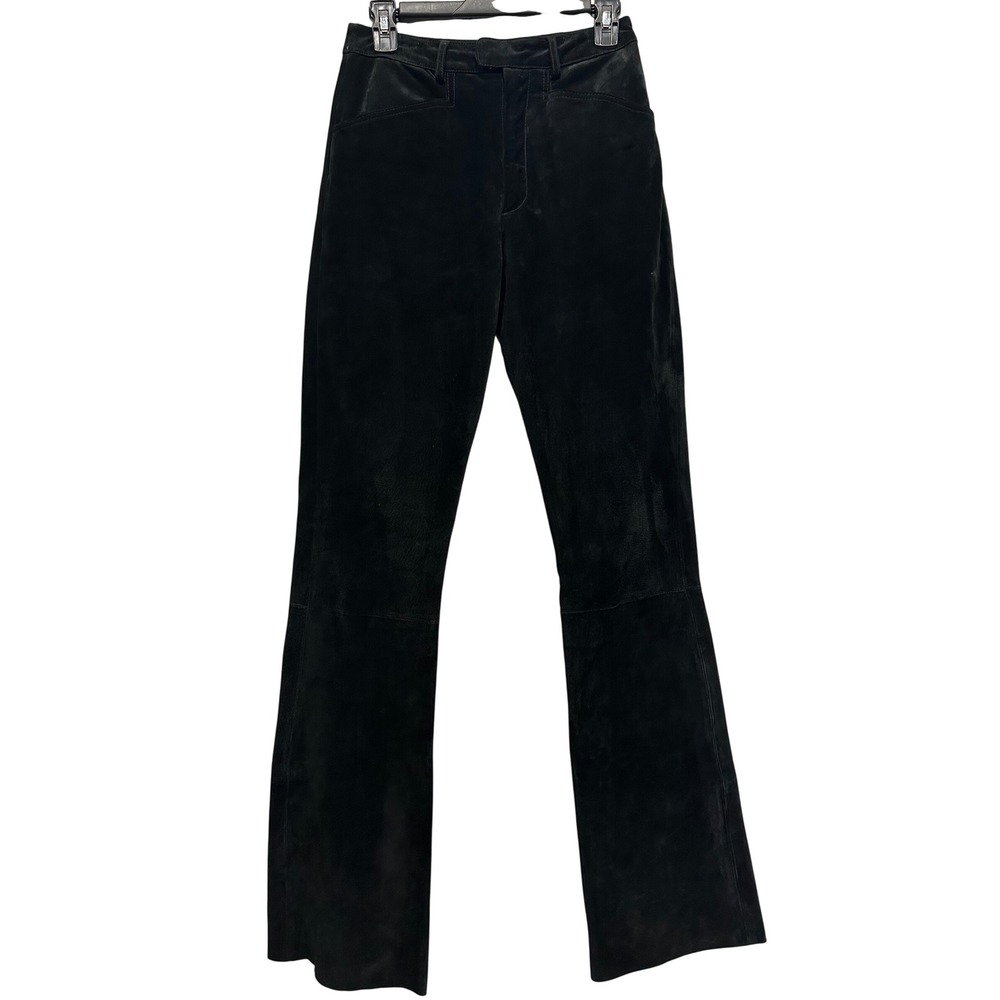 Wilsons Leather Black Leather Flared Pants Women's Size 26 High Rise Bootcut